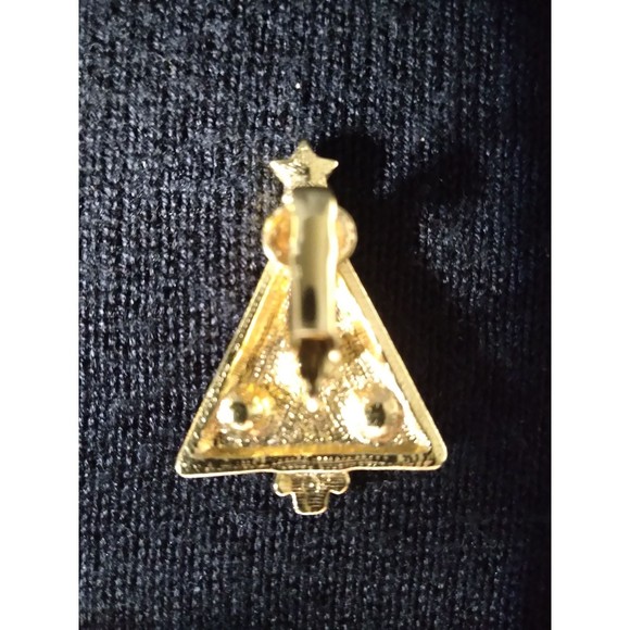 Vintage Gold Tone Rhinestones Christmas Tree Clip On Earrings Star on Top - Picture 7 of 7